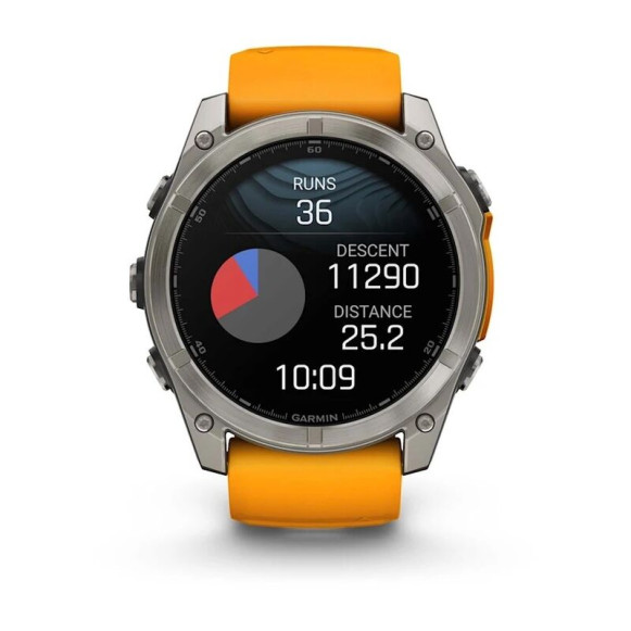 Умные часы Garmin Fenix 8 51mm Amoled Sapphire Lens DLC Титановый с оранжевый ремешком